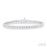 5 1/2 ctw North-South Bezel Set Emerald Cut Diamond Tennis Bracelet in 14K White Gold